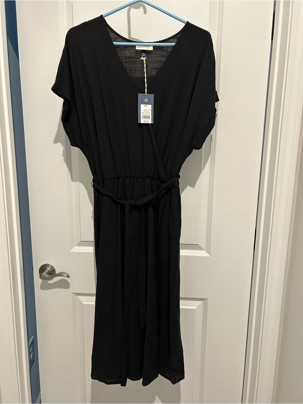 Universal Thread Black V-Neck Midi Dress with Self Tie